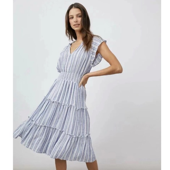 Rails Striped Midi Dress in Blue and White - Picture 1 of 9